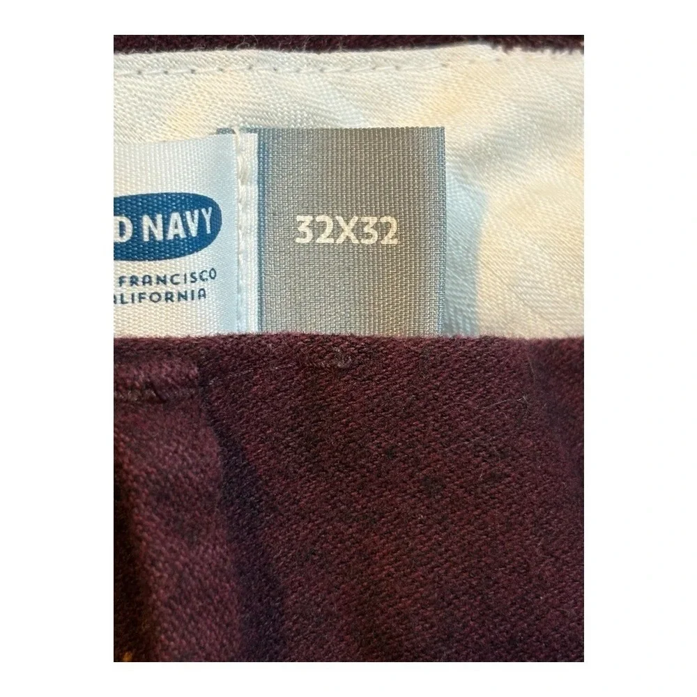 Old Navy Signature Slim Chino Pants‎ Mens 32x32 Maroon Burgundy Cotton Blend